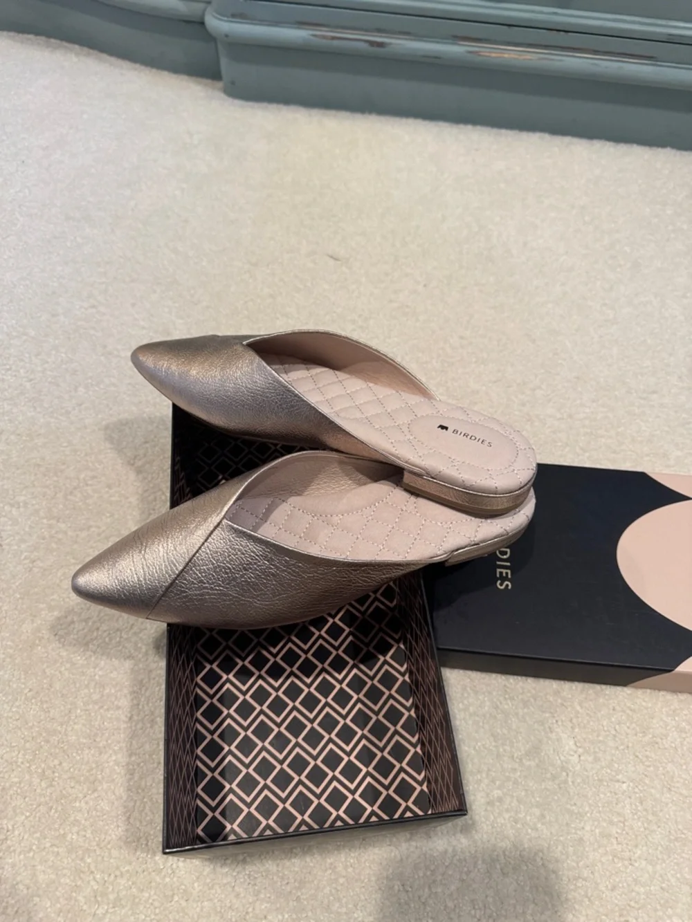 Birdies Metallic Gold Pointed-Toe Mule - Picture 1 of 5